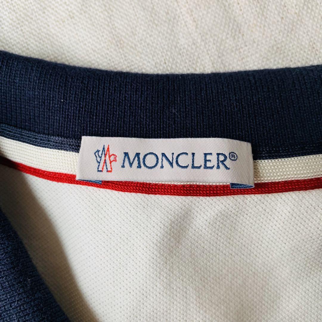 MONCLER ポロシャツ 半袖 レディース ロゴワッペン クリーム