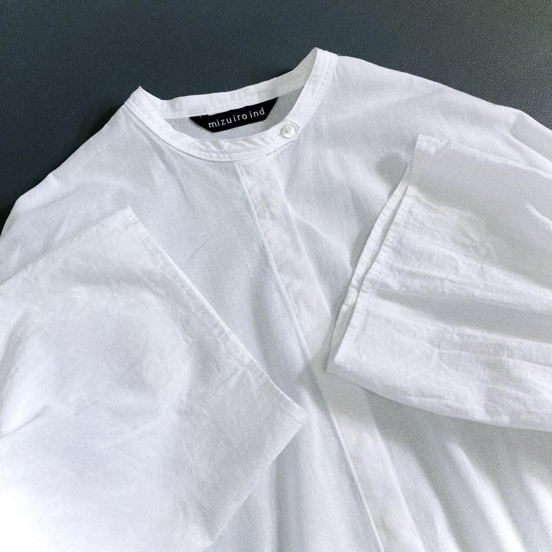 美品 ミズイロインド ハンドカラーボリュームスリーブシャツ