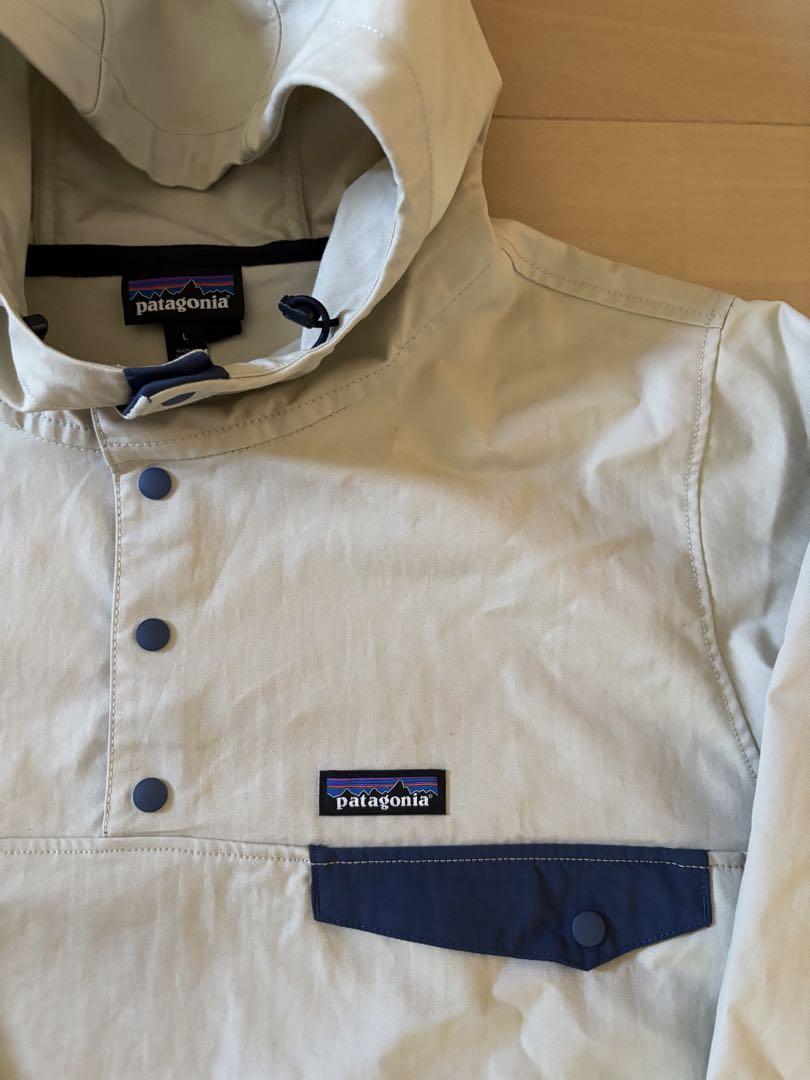 patagonia フード付きジャケット L ベージュ/ネイビー プル