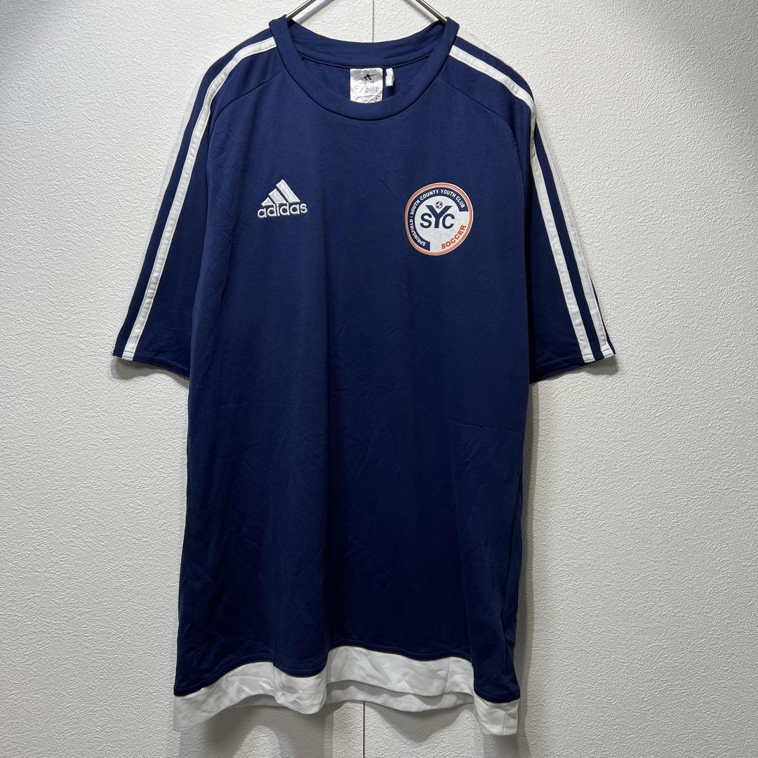 【US規格】希少 アディダス SYC 3ライン サッカーシャツ ネイビー 紺 S