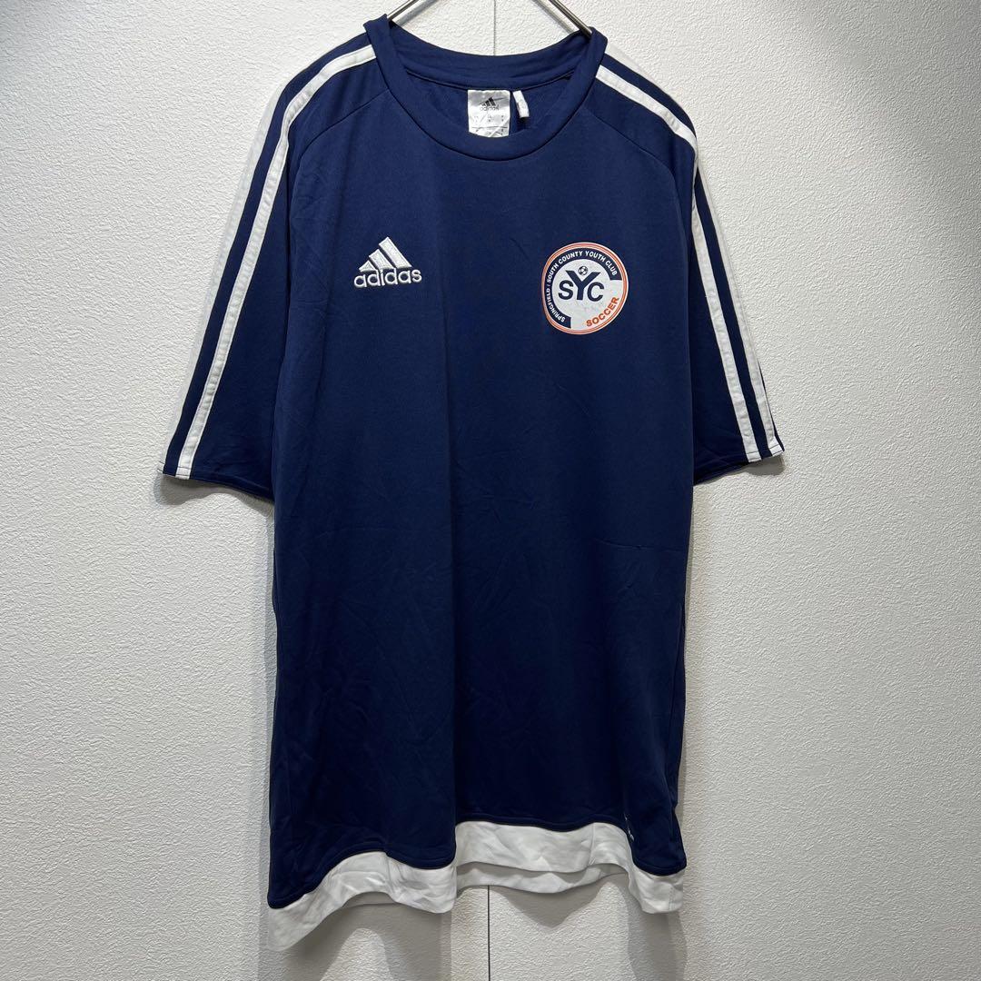 【US規格】希少 アディダス SYC 3ライン サッカーシャツ ネイビー 紺 S