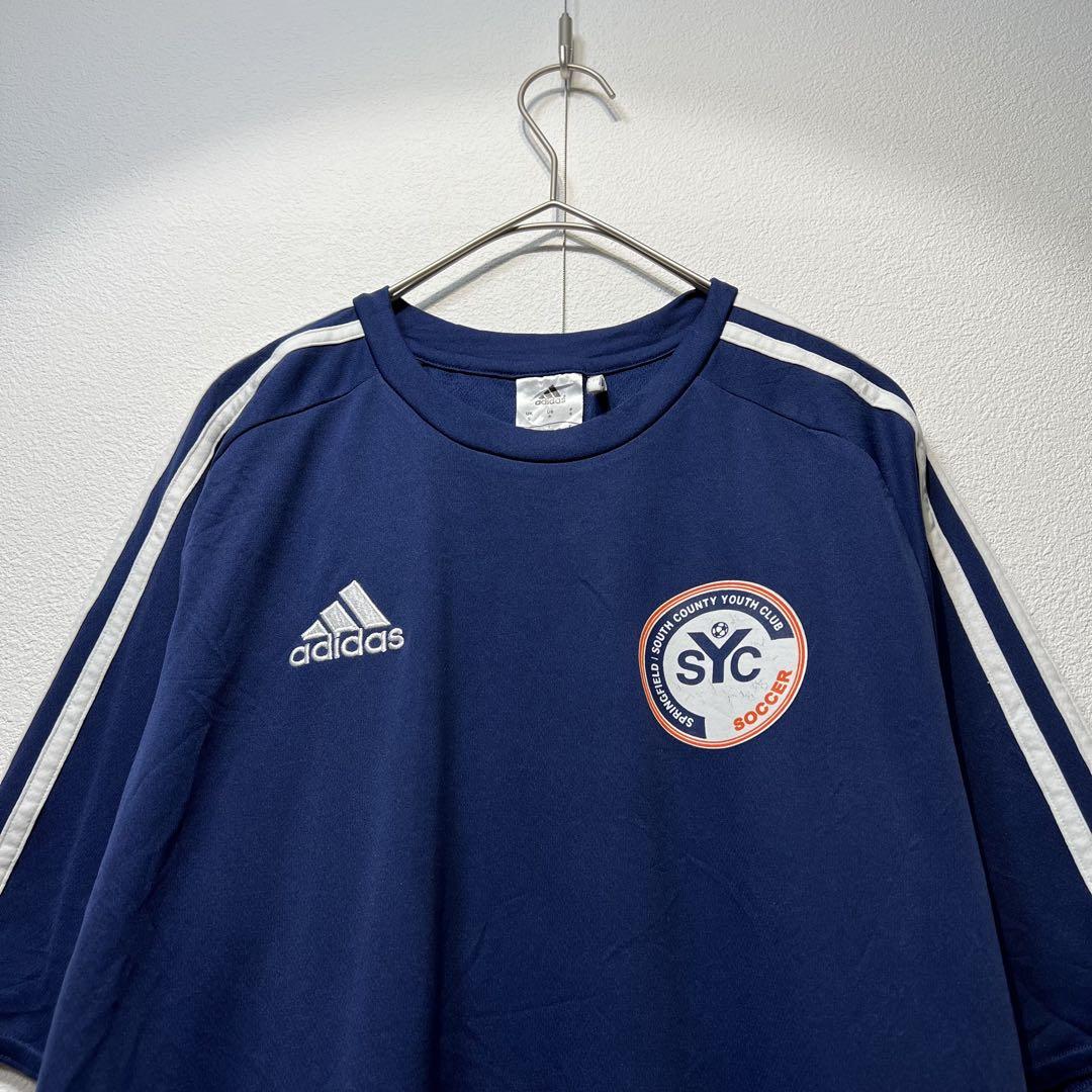 【US規格】希少 アディダス SYC 3ライン サッカーシャツ ネイビー 紺 S