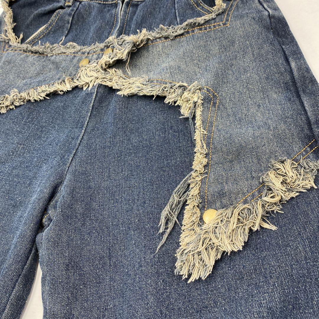 72◇KENVIBE パッチワークスターワイドデニムパンツ TS0904-1