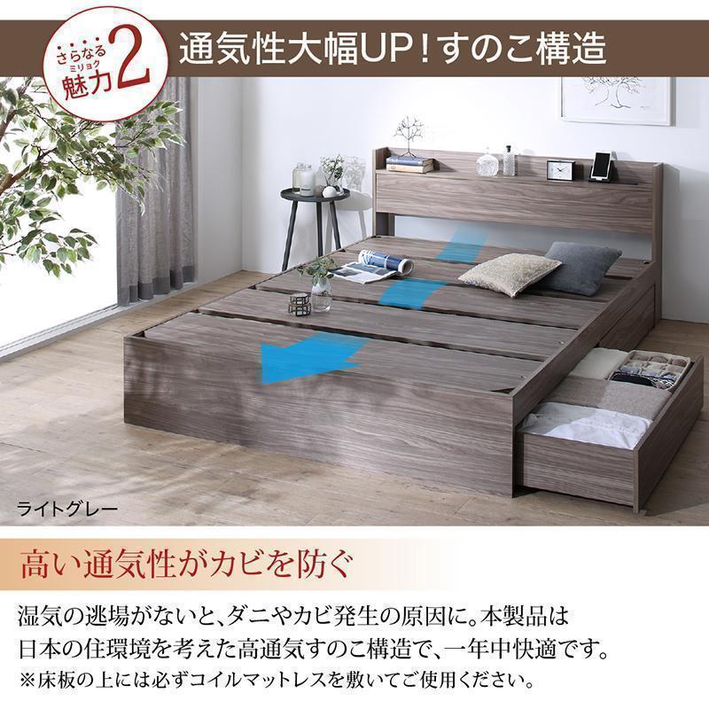 新品 送料込 セミダブルベッド 棚 コンセント 収納 マットレス付 保証付 WB 新品 送料込 セミダブルベッド 収納 棚 2口コンセント