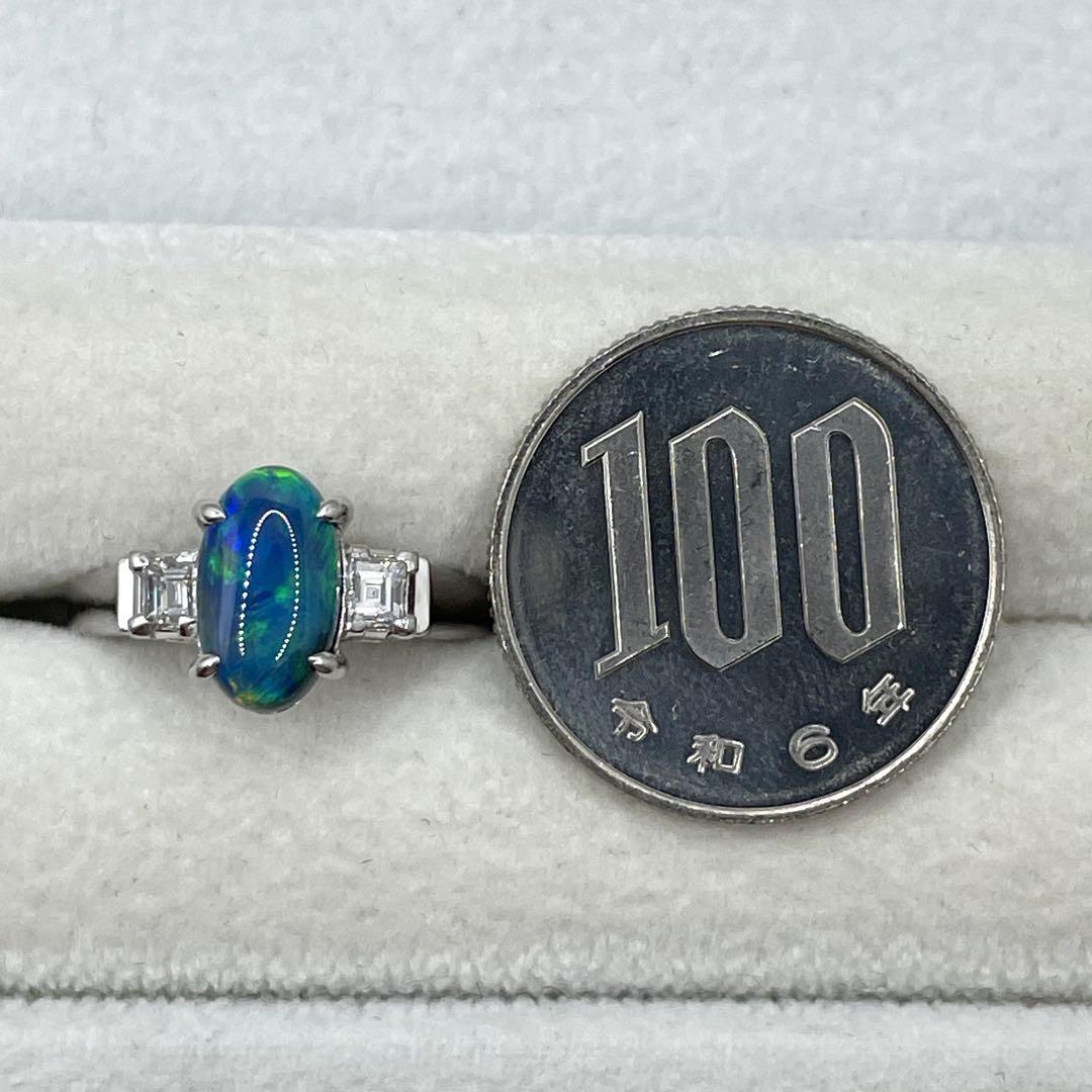 pt900 ブラックオパール1.35ct ダイヤ0.259ct リング