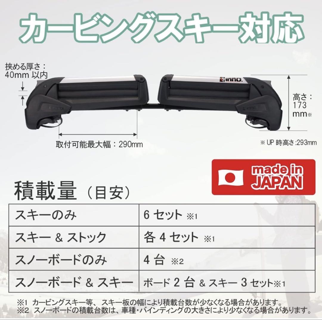 カーメイト inno スキースノーボード ルーフキャリア ルーフレールRH728