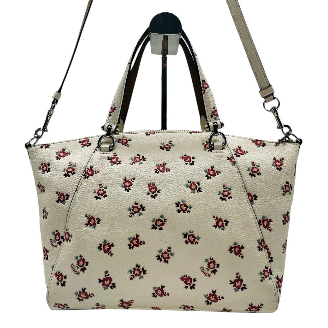 美品✨COACH　コーチ　3way　ショルダーバッグ　花　シボ革　740