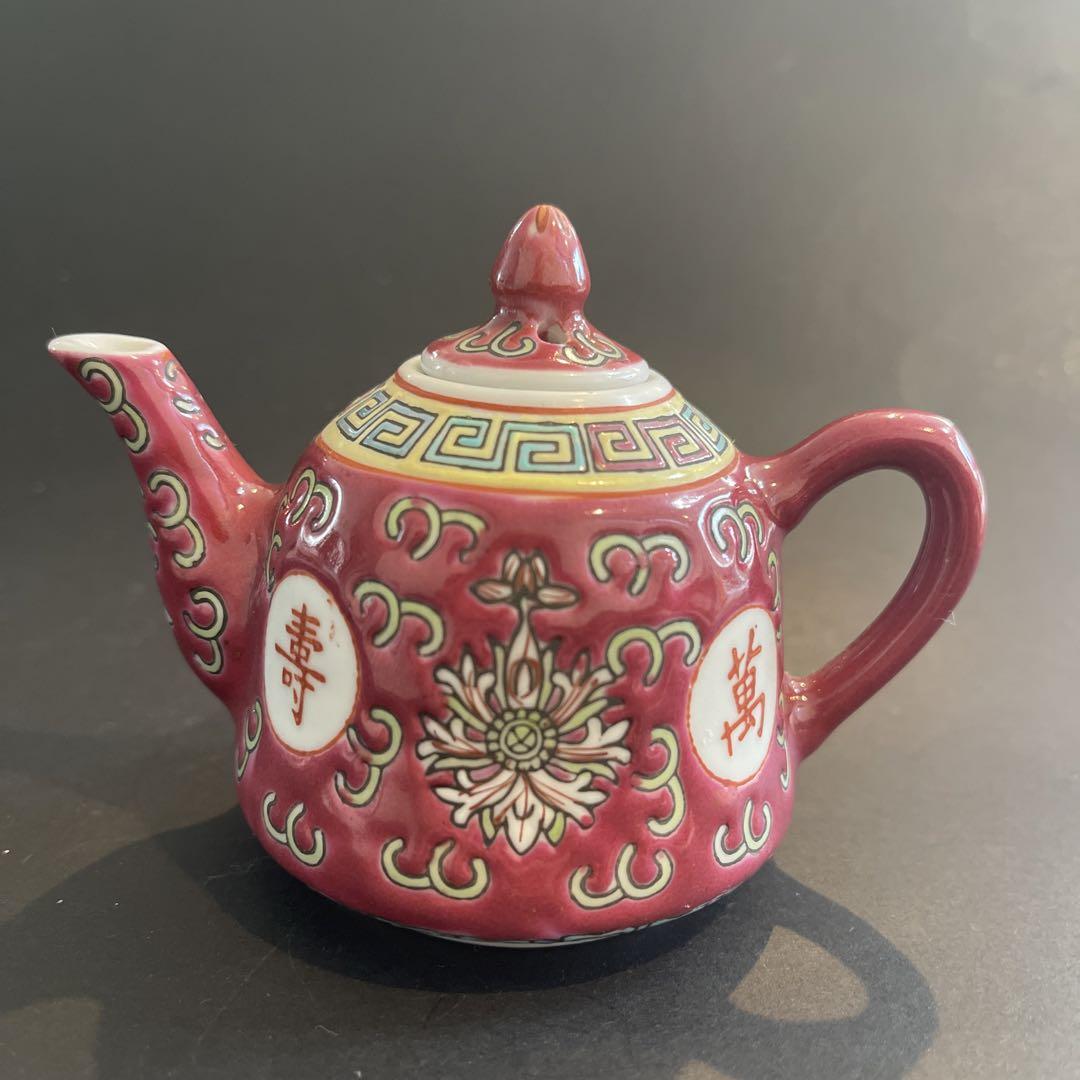 中国景徳鎮茶器 70年代ティーセット 萬壽無疆 粉彩花紋 - メルカリ