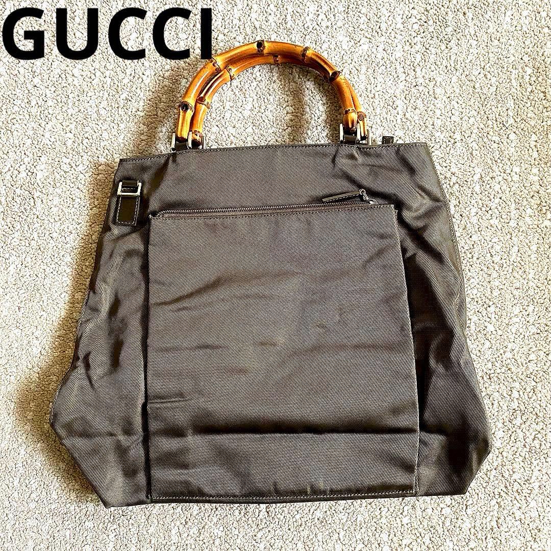 新品未使用GUCCI グッチ 2way バンブー ハンドバッグ カーキ