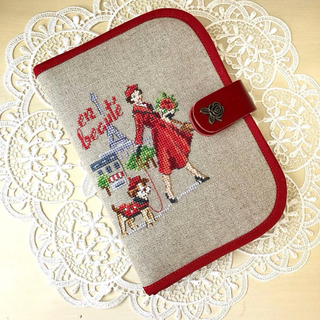 【クロスステッチ マルチケース】✨特別仕様✨本革薔薇ホック　ヴェロニク