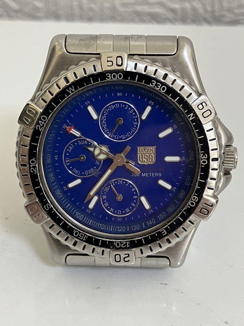 ELGIN エルジン FK-990E クォーツ腕時計 クロノグラフ 200m防水