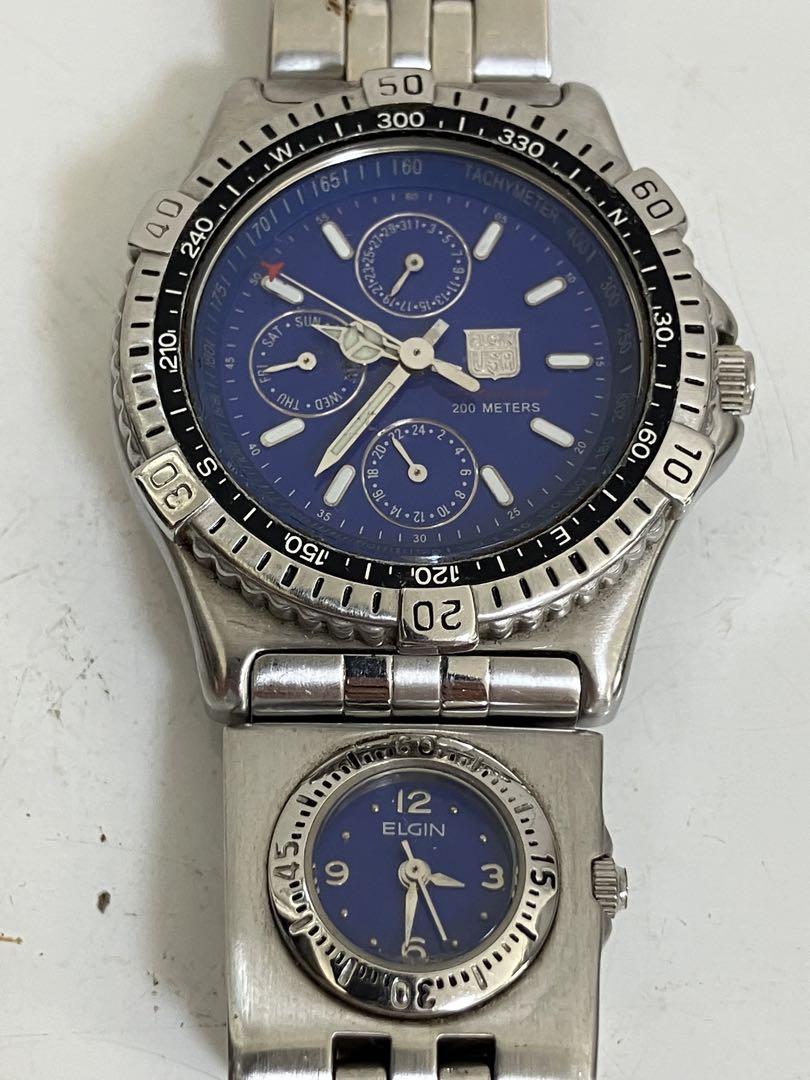 ELGIN エルジン FK-990E クォーツ腕時計 クロノグラフ 200m防水