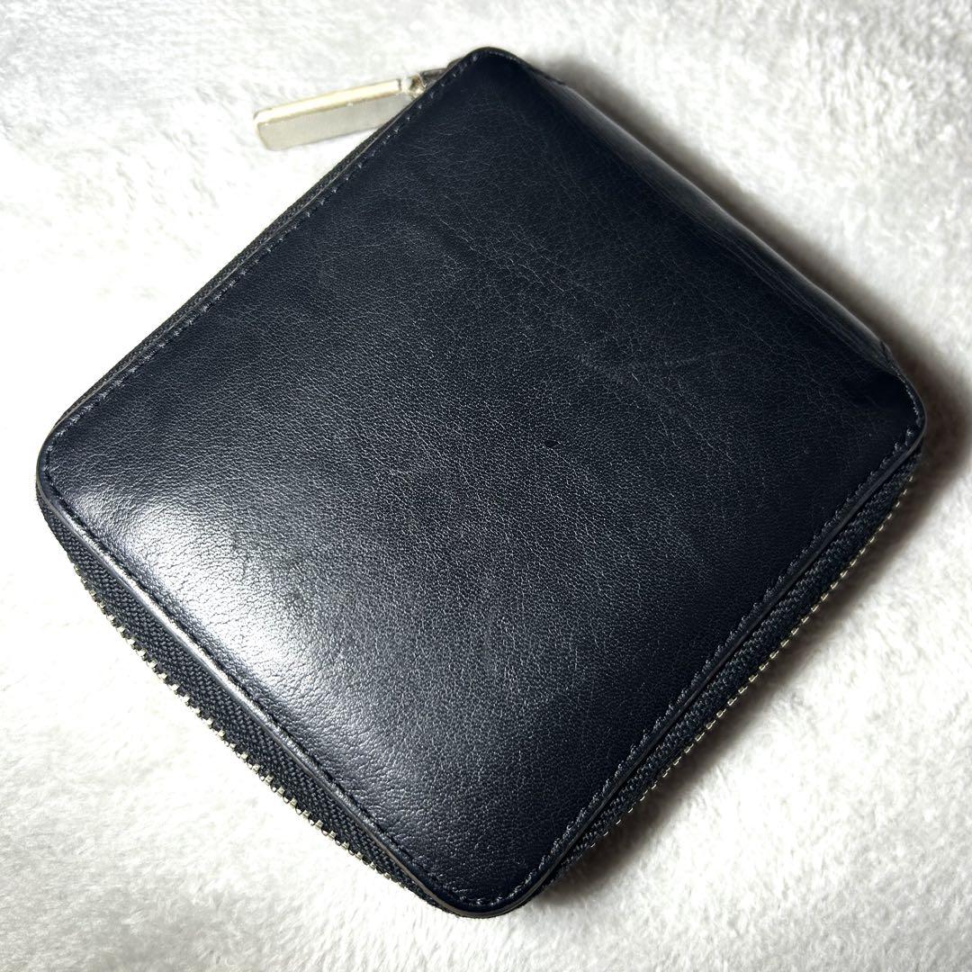 agnes b. 牛革ラウンドジップの二つ折り財布 agnes bアニエスベー 2つ折り財布 ラウンドジップ ロゴ ブラック