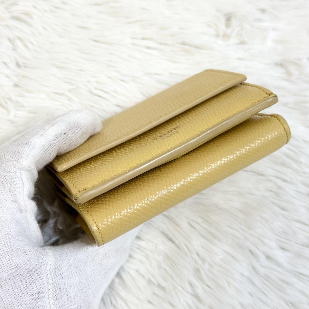 美品♡CELINE 三つ折財布 スモールトリフォールド ゴールドロゴ イエロー