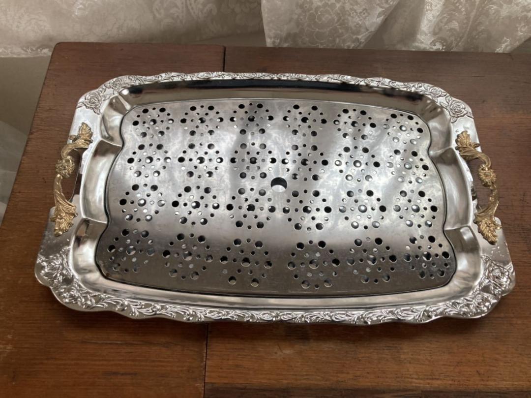 新作即納 おもてなし フルーツ 鍋 アンティーク BBQ UhzuH-m18204143042 銀食器 トレイ トレー カット 高品質HOT
