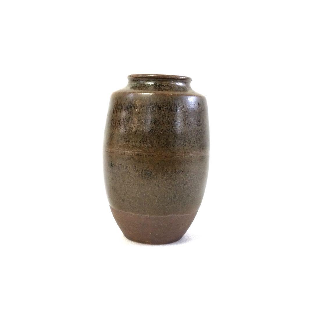 古瀬戸写 肩衡茶入 山口錠鉄作 鴛鴦文暈繝錦 仕覆付 茶道具 供箱付 K700