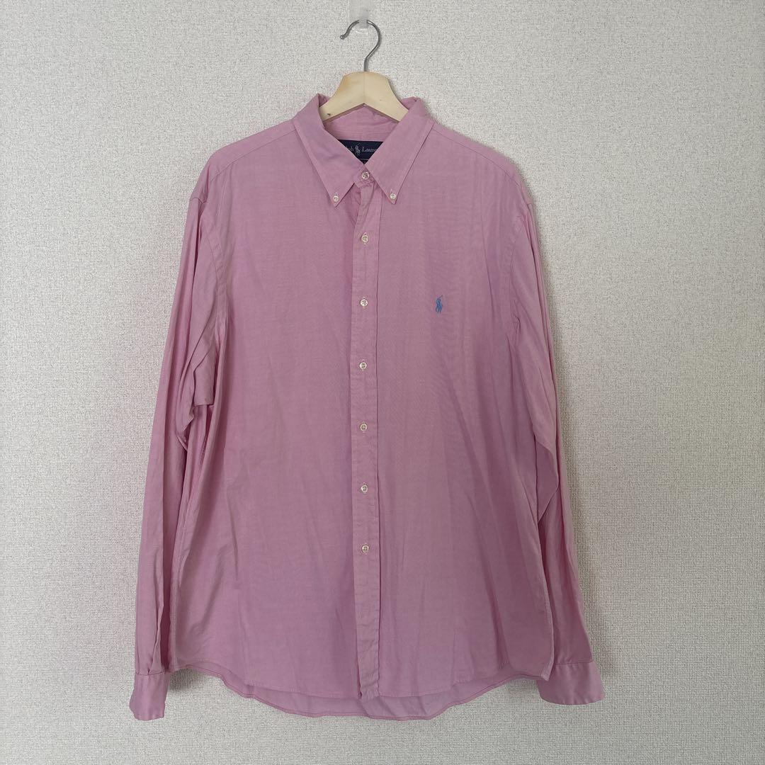 Ralph Lauren ピンク長袖シャツ 17½/XL