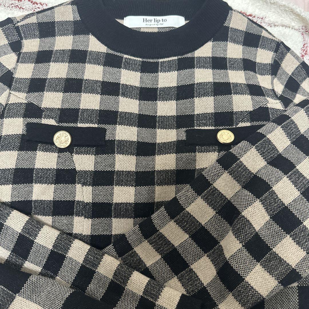 Her lip to Plaid Jacquard Knit Dress M