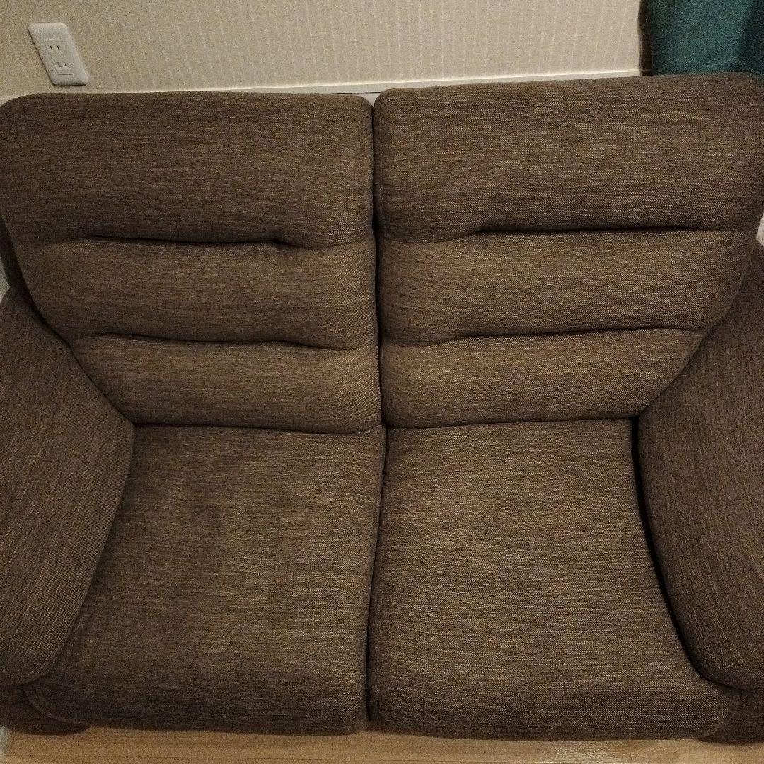 ニトリ ブラウンファブリック2人掛けソファ - メルカリ