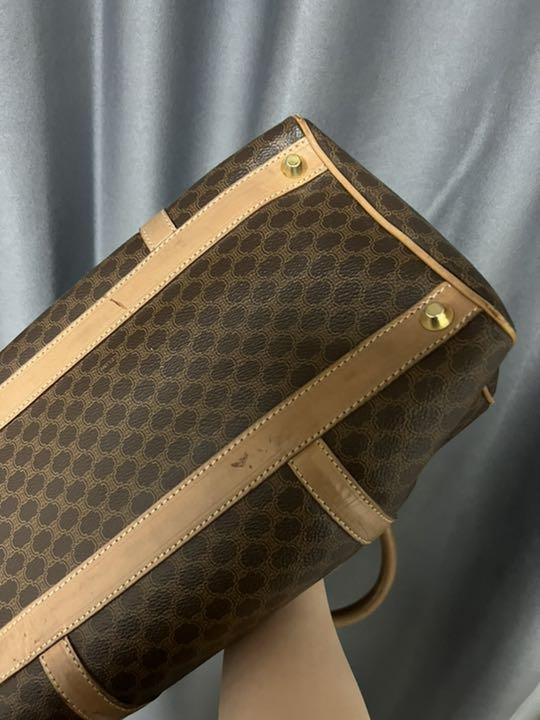 再入荷定番 セリーヌ 中古 本物 ボストンバッグ マカダム ブラウン ベージュ レザー FH9Ek-m18214072761 超歓迎お得