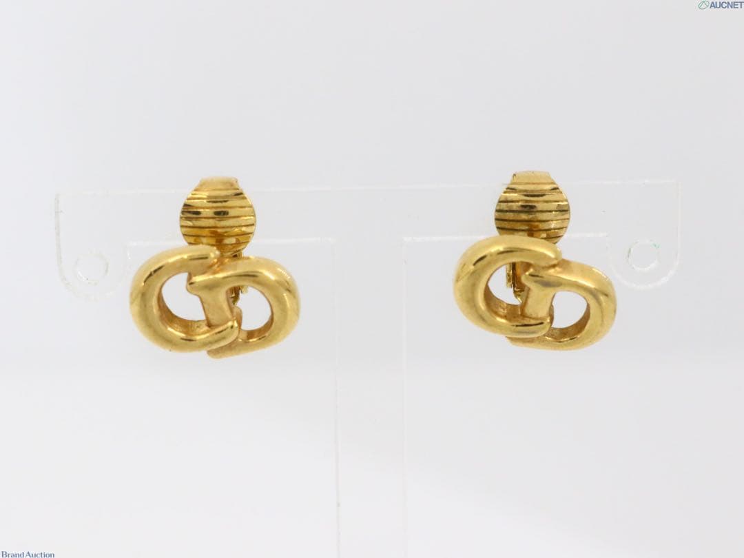 【極美品】Dior イヤリング CD ロゴ ストーン ゴールド ヴィンテージ