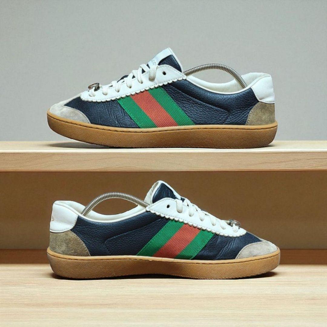 GUCCI シェリーライン レザー ジャーマントレーナー スニーカー