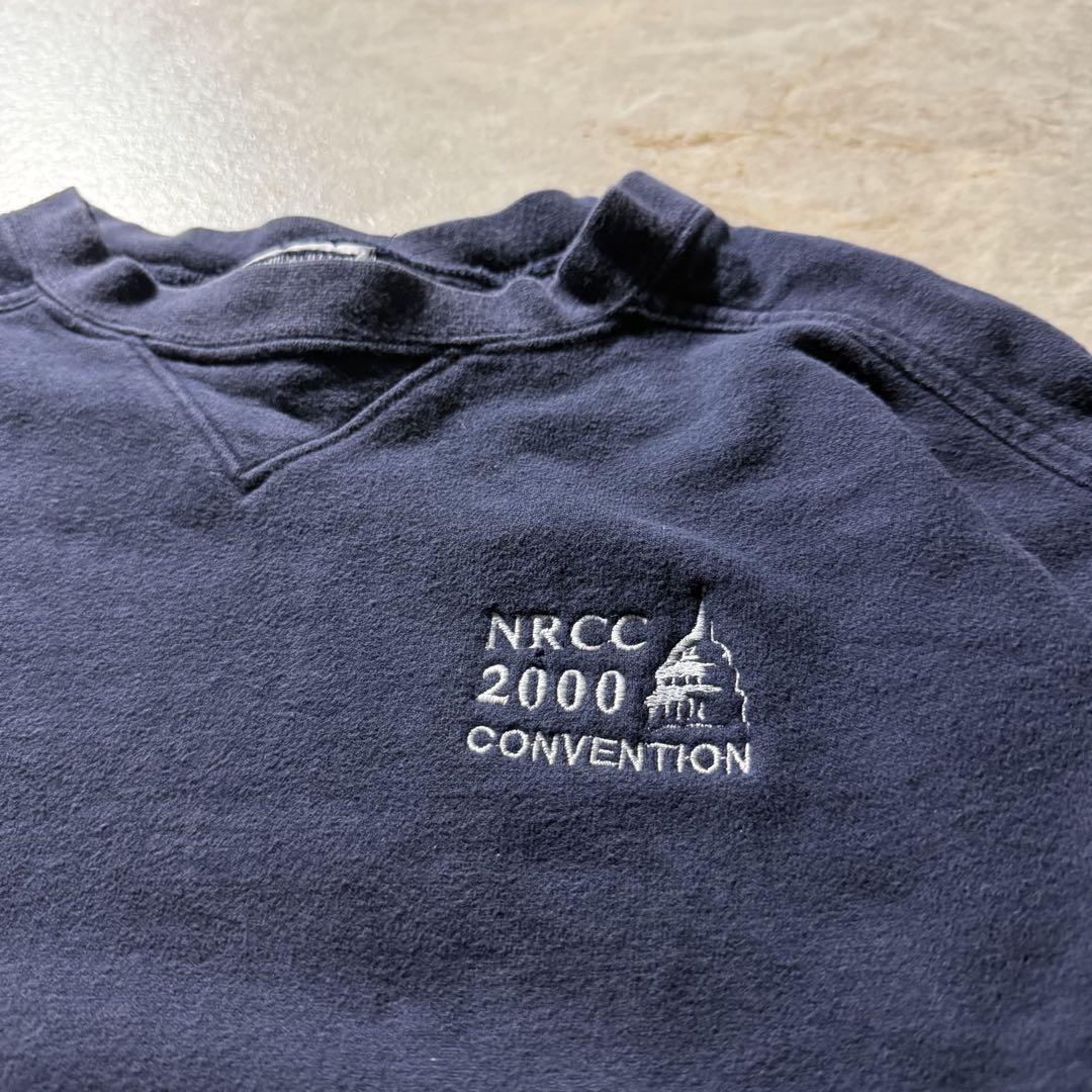 Lee企業刺繍ロゴスウェット古着フェードネイビー短丈ノームコアunisex美品