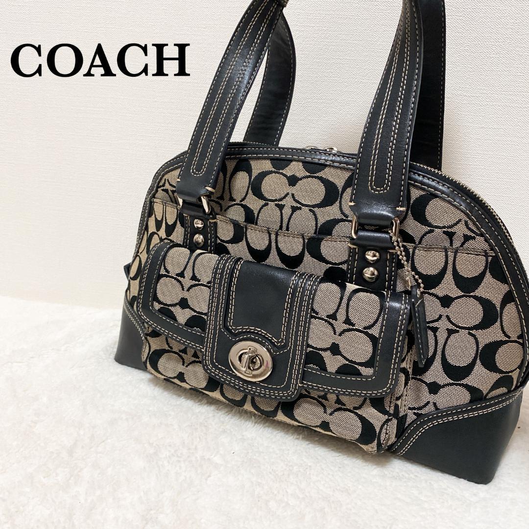 Hikaru様✨COACH コーチハンドバッグトートバッグブラック黒グレーシグネ