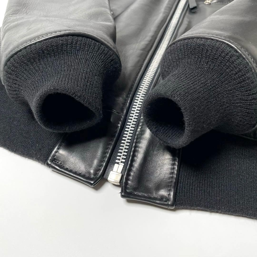 【米国製】AVIREX レザージャケット 黒 M ブルゾン フルジップ 牛革