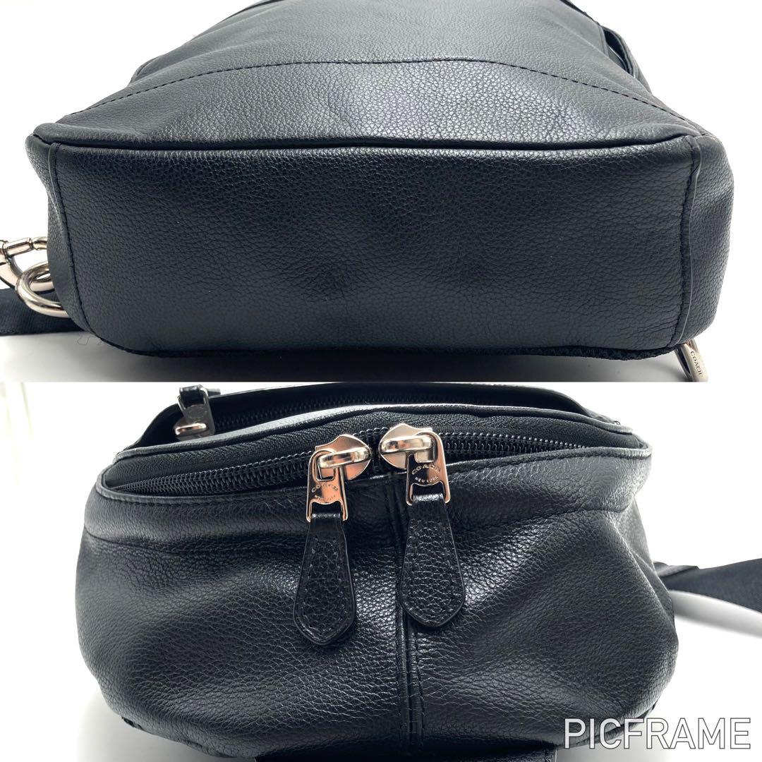 極美品✨コーチ ボディバッグ チャールズ スムース レザー スリング パック 黒_画像1