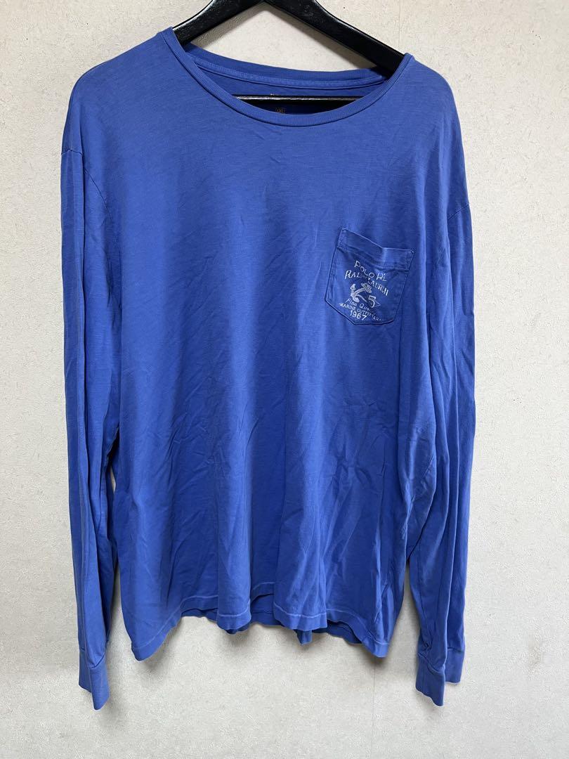現行　ラルフローレン　長袖　ロンt ポケット　ビッグサイズ　XXL 古着　ブルー