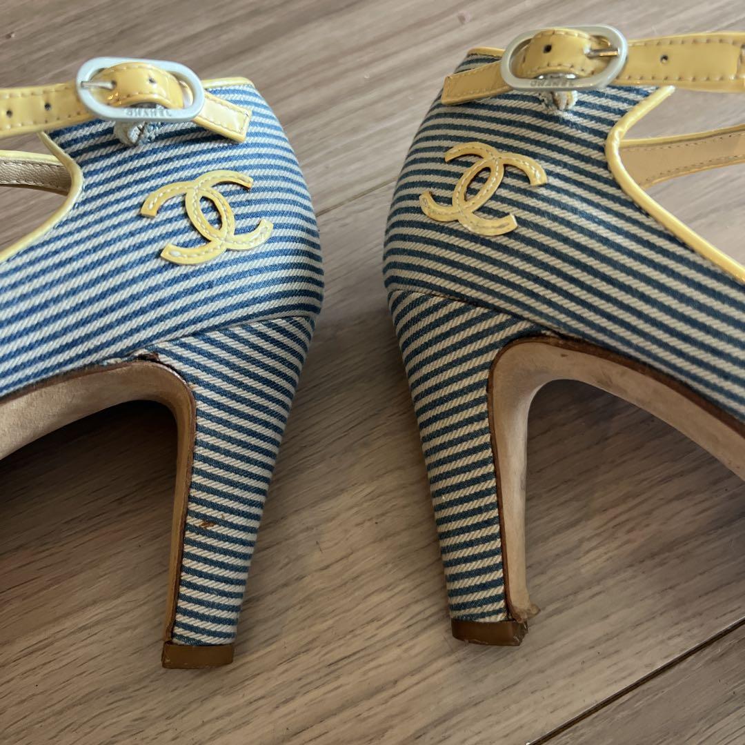 CHANEL ストライプ　パンプス　6.5