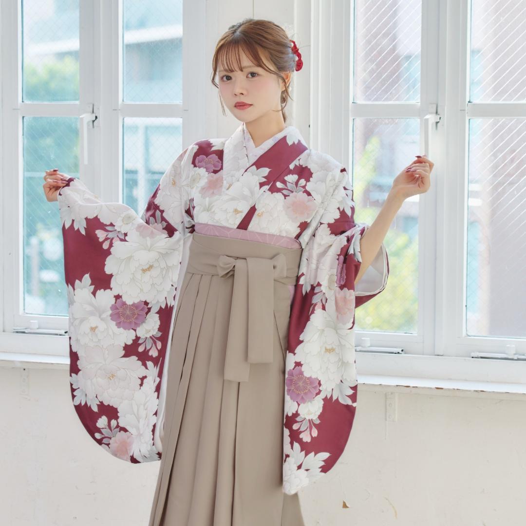 袴3点セット 卒業式 小学生 大学生 レディース 赤 モカベージュ 97MC