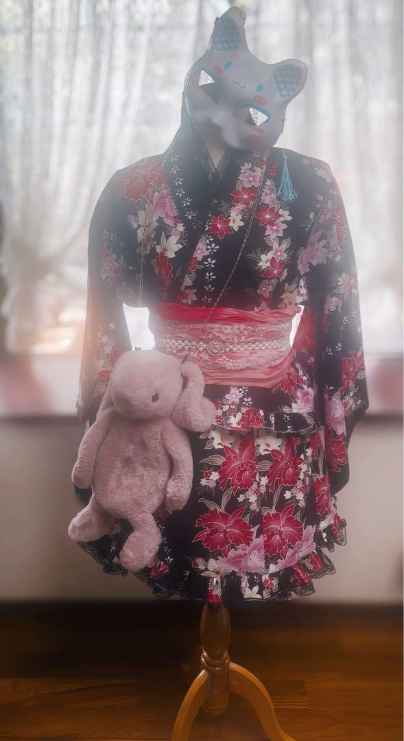 Vivi浴衣 レース ミニ丈浴衣ドレス ハンドメイド