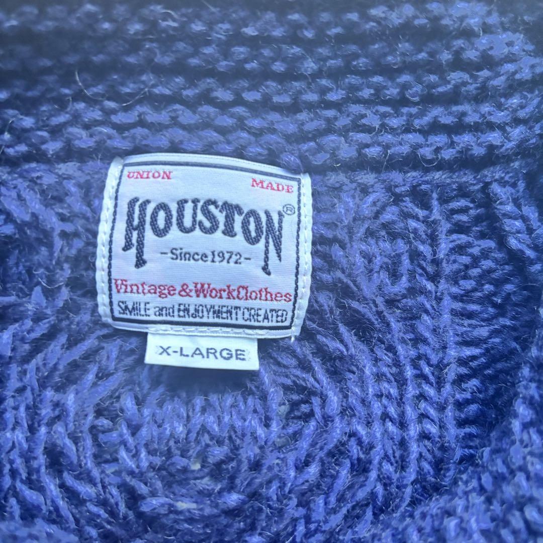 HOUSTON / ヒューストン　ケーブル編みカーディガン　ネイビー　アメカジ