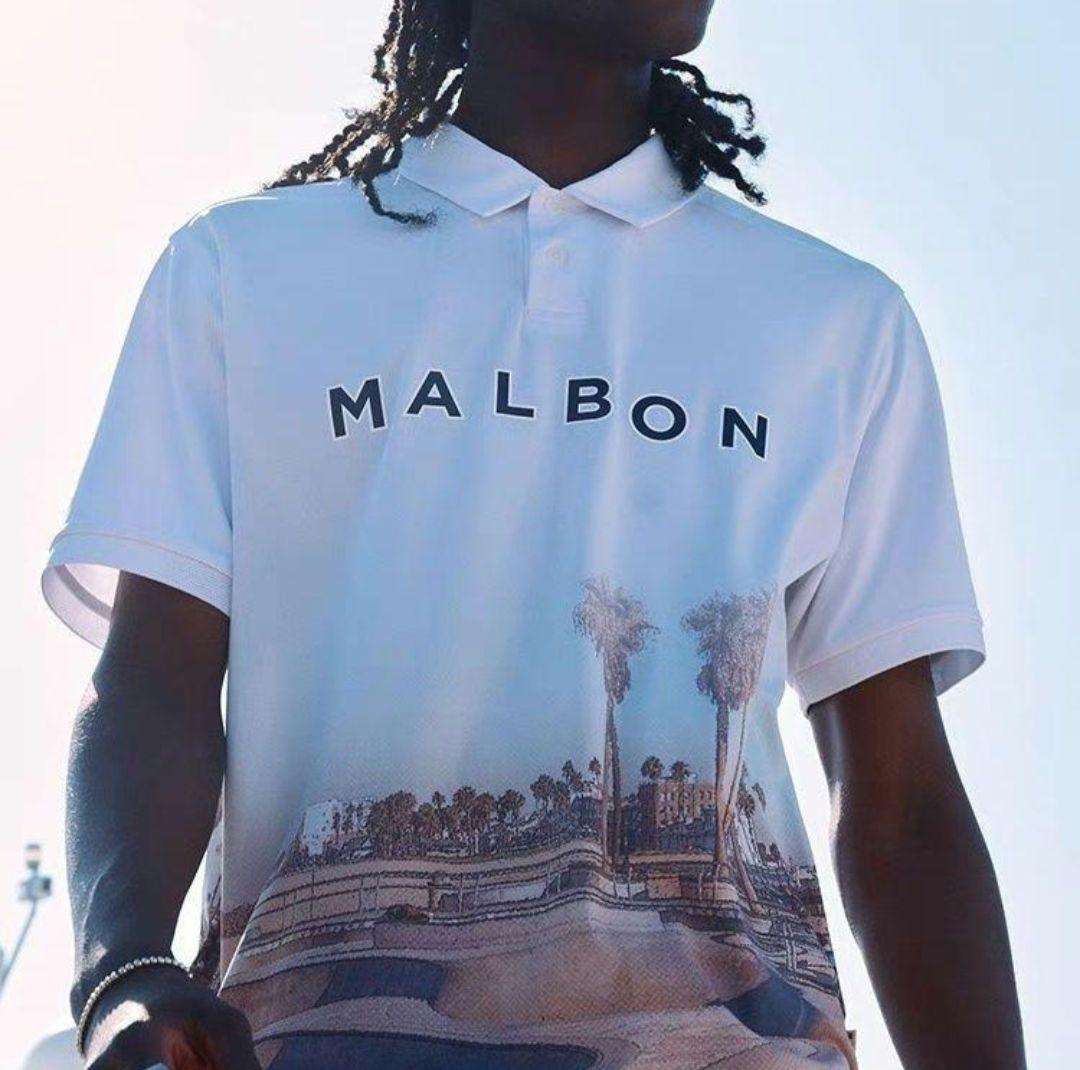 MALBON 25新作 マルボンゴルフ ポロシャツ 半袖トップス 紺L 25新作 マルボンゴルフ ポロシャツ Tシャツ メンズ ブラック L