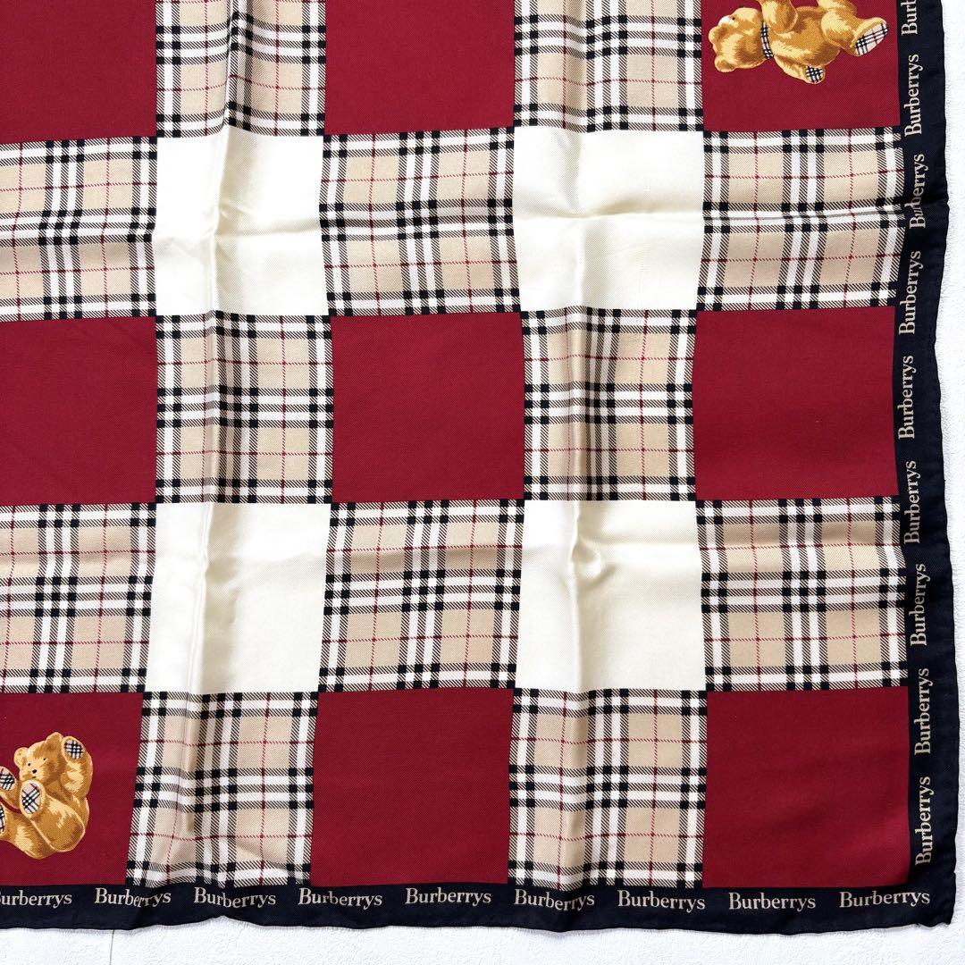 美品　Burberrys　ノバチェック　テディベア 　シルク　スカーフ くま