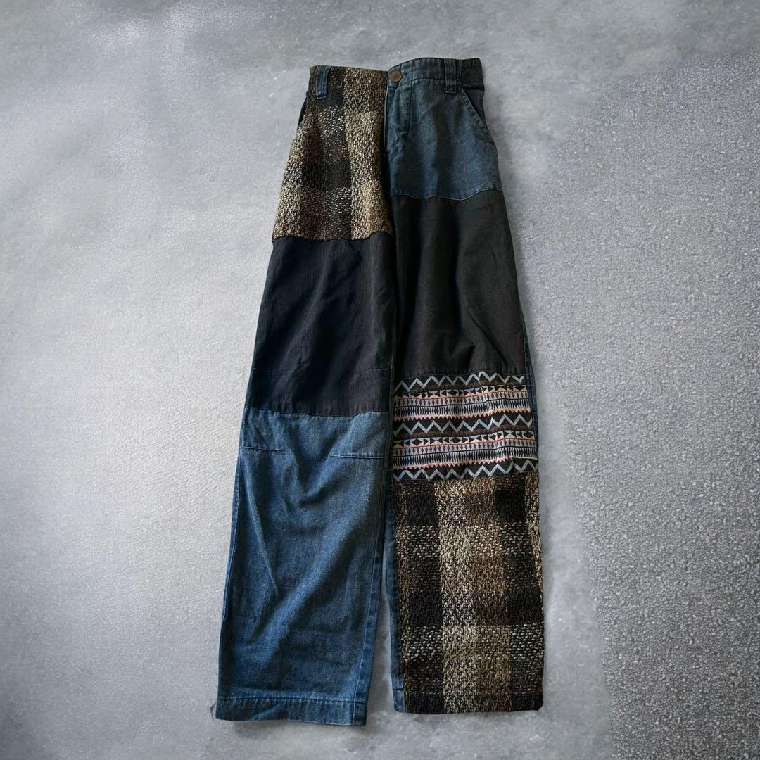 ELRODEO patchwork wide denim pants