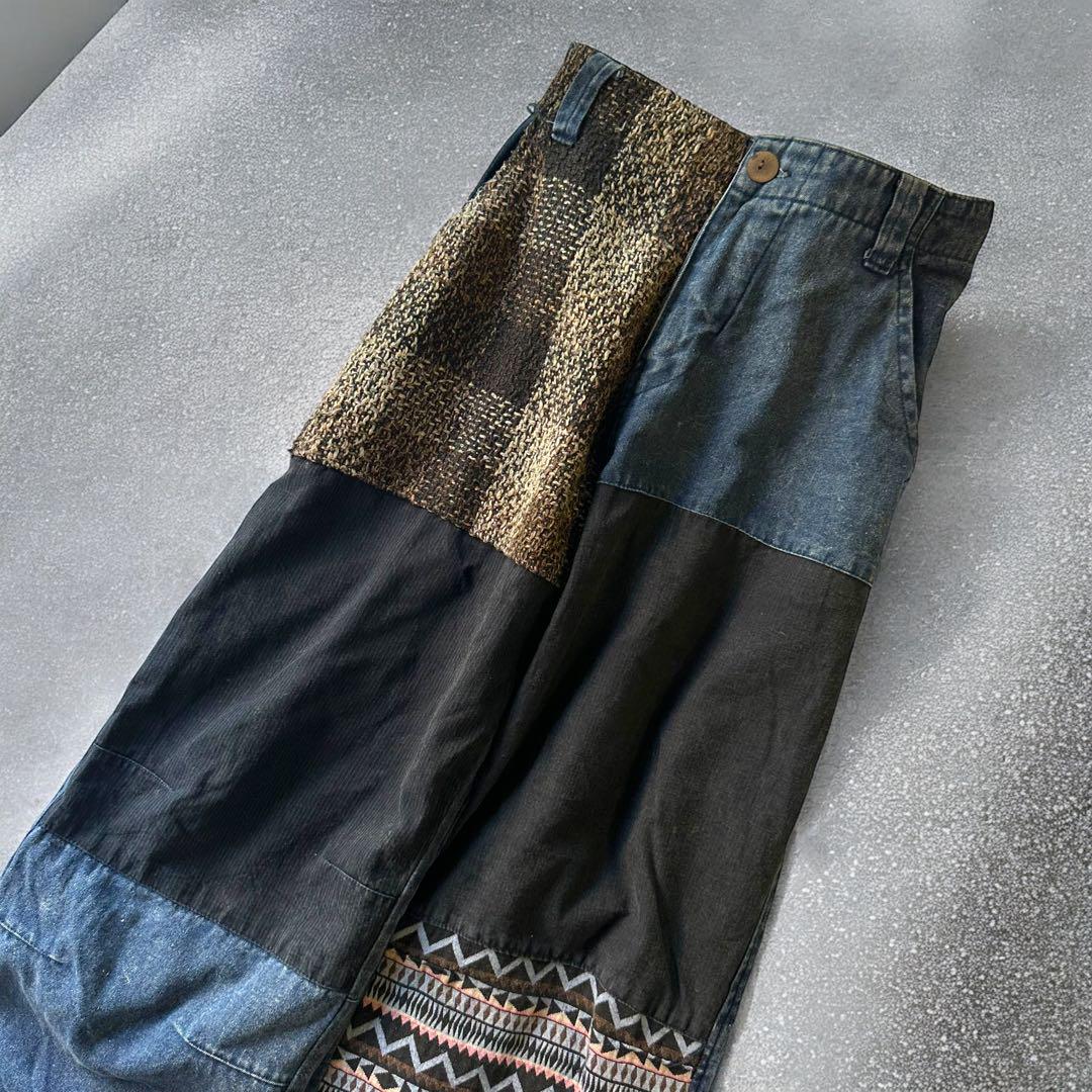 ELRODEO patchwork wide denim pants