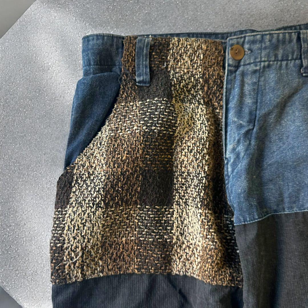 ELRODEO patchwork wide denim pants