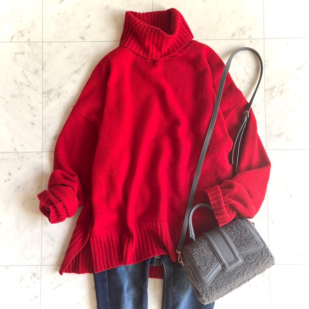 ジャーナル ニット セーター タートルネック オーバーサイズ レッド SIZE JOURNAL STANDARD