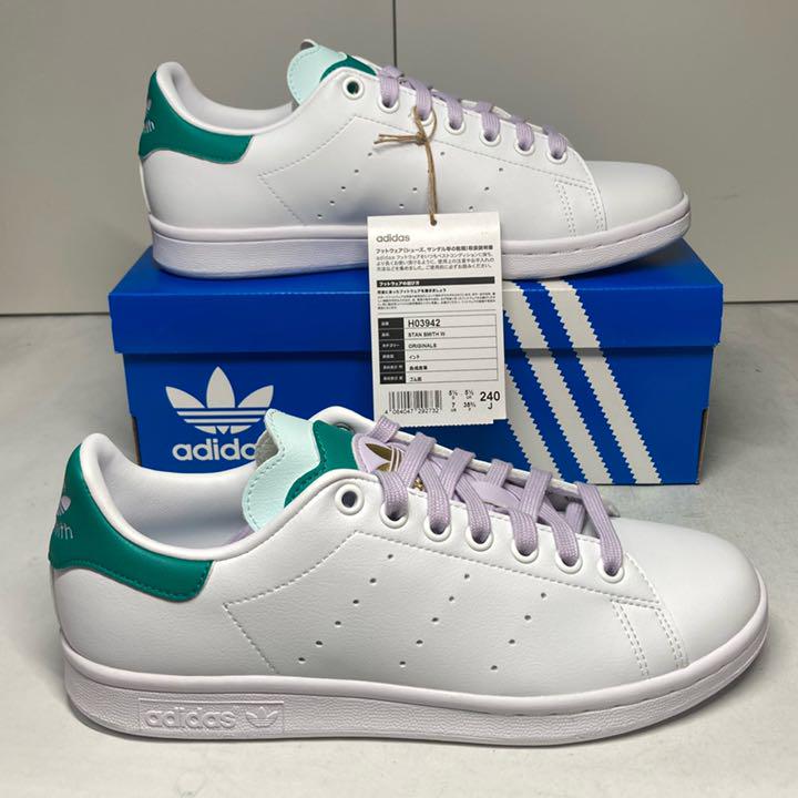 低価 新品 ホワイト パープル グリーン ThVqk-m18262282184 adidas スタンスミスW 24.0cm 通販特価