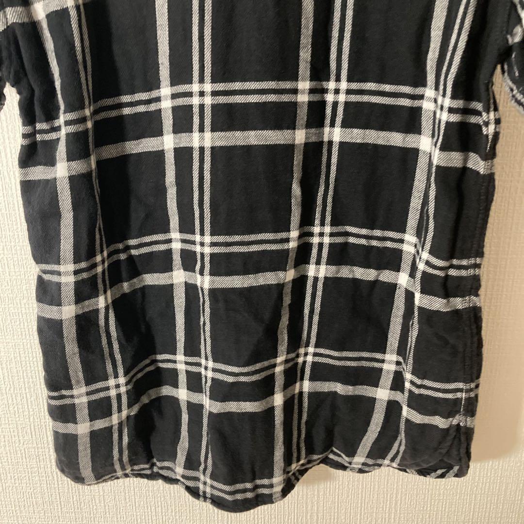 neighborhood ウール　チェックシャツ　半袖　黒　ダブルポケット