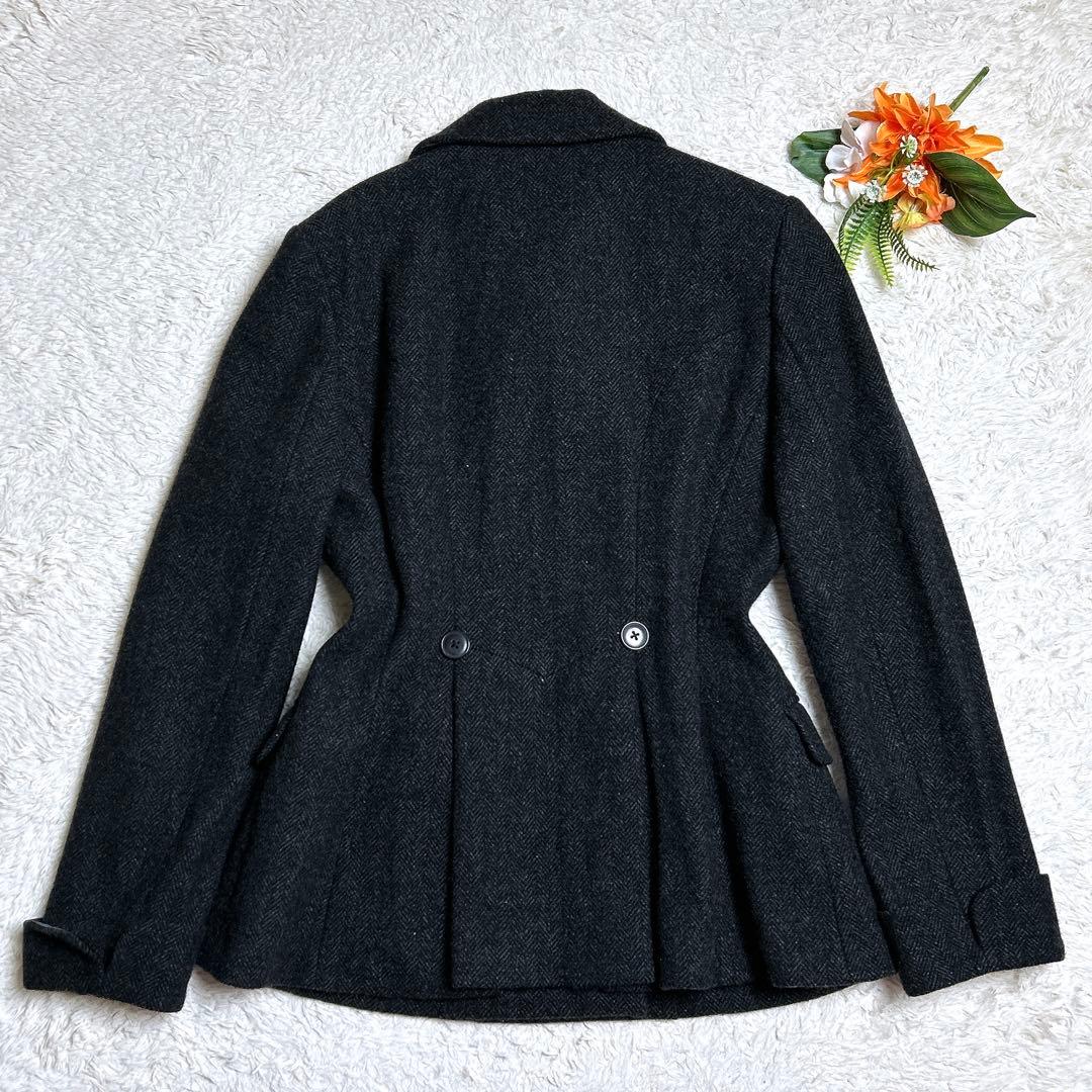 極美品/ラルフローレン　カシミヤ混ヘリンボーンPコート　グレー　11号 極美品/ラルフローレン カシミヤ混ヘリンボーンPコート グレー 11号