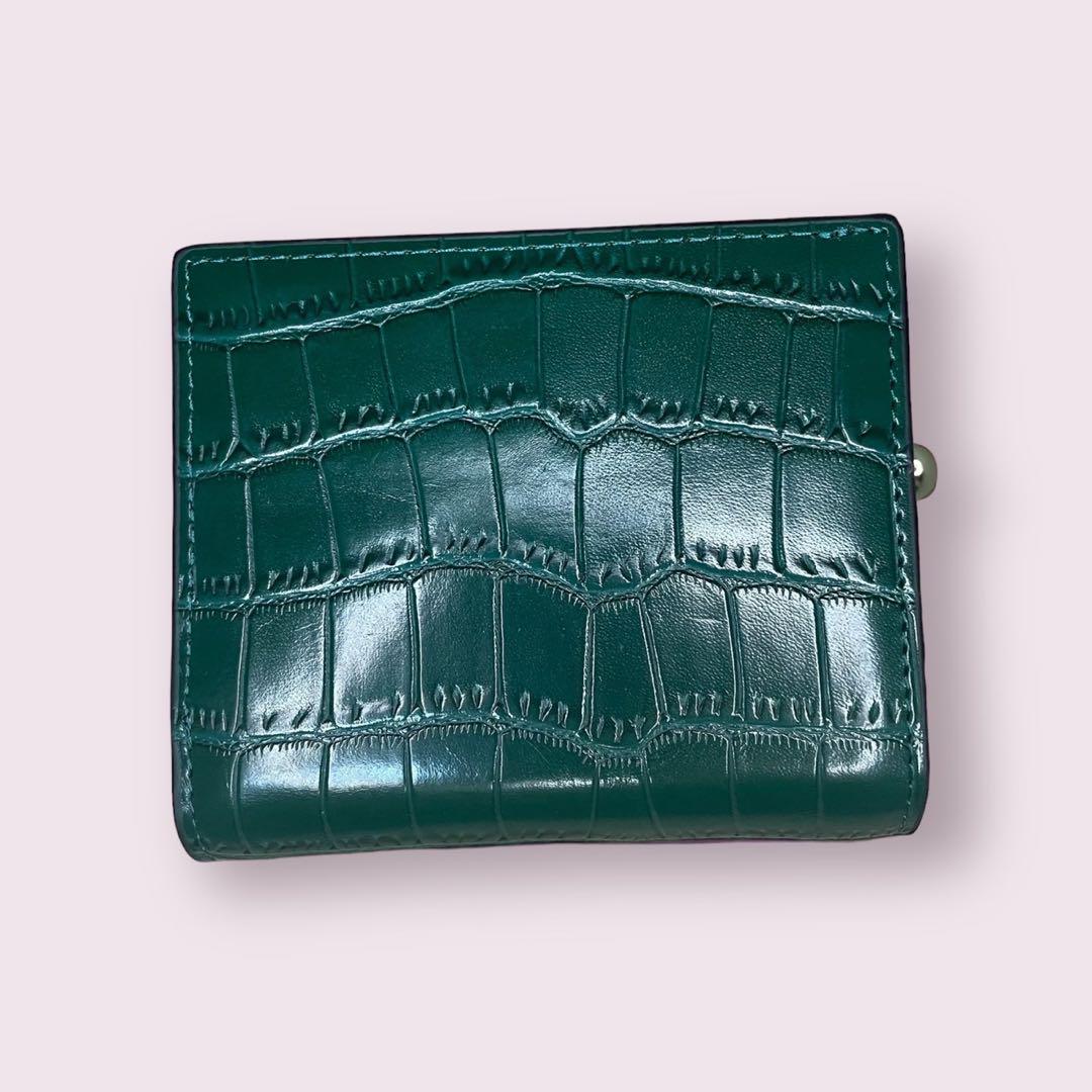 新品・未使用】 coach 折財布 グリーン ミディアム クロコダイル