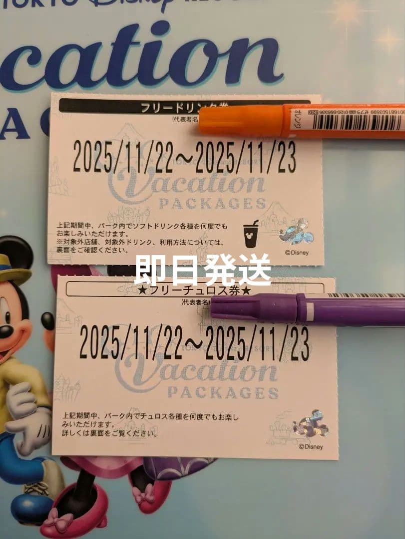 ディズニー バケーションパッケージ フリードリンク券 フリーチュロス券