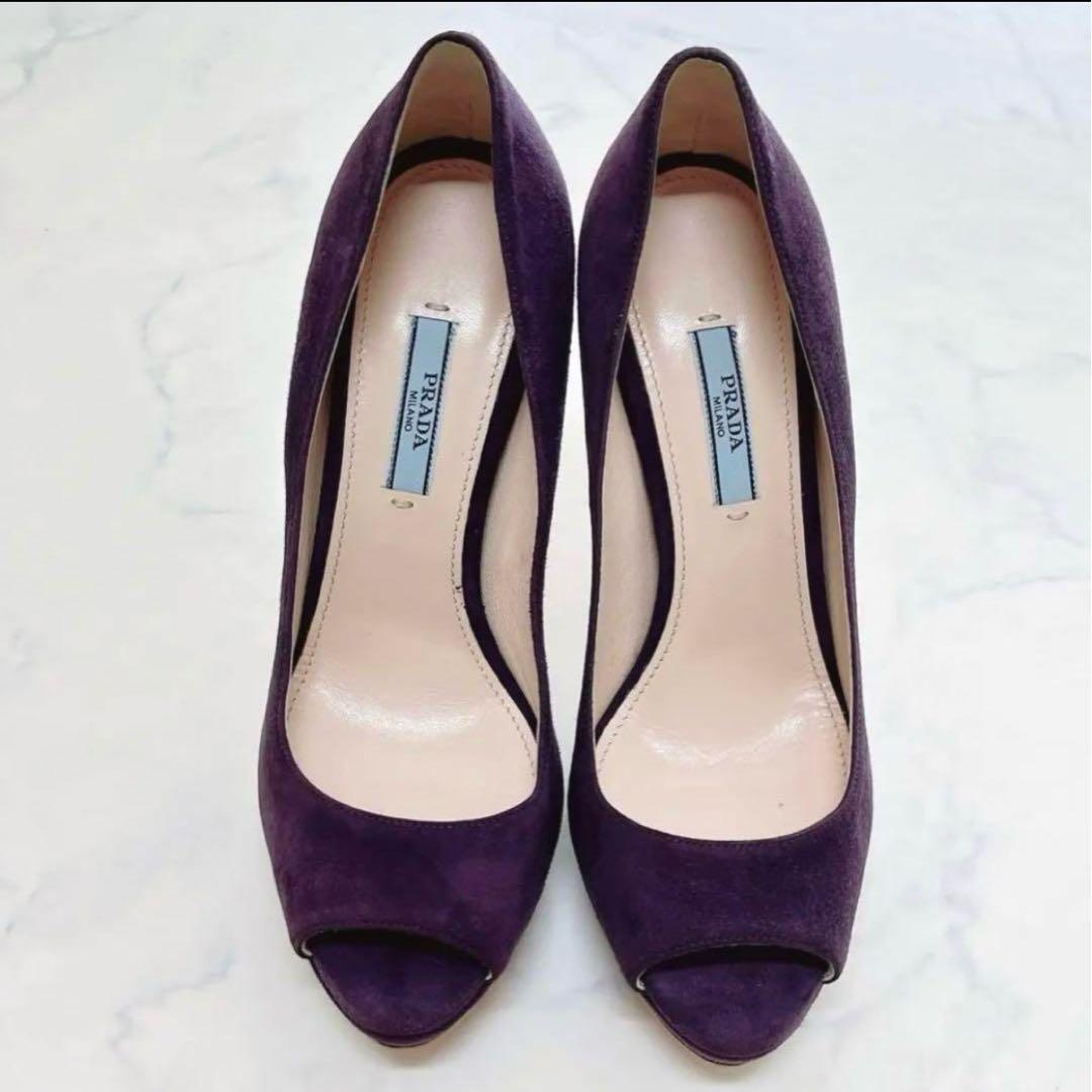 【未使用級】 PRADA プラダ スエード 厚底 パンプス 37.5