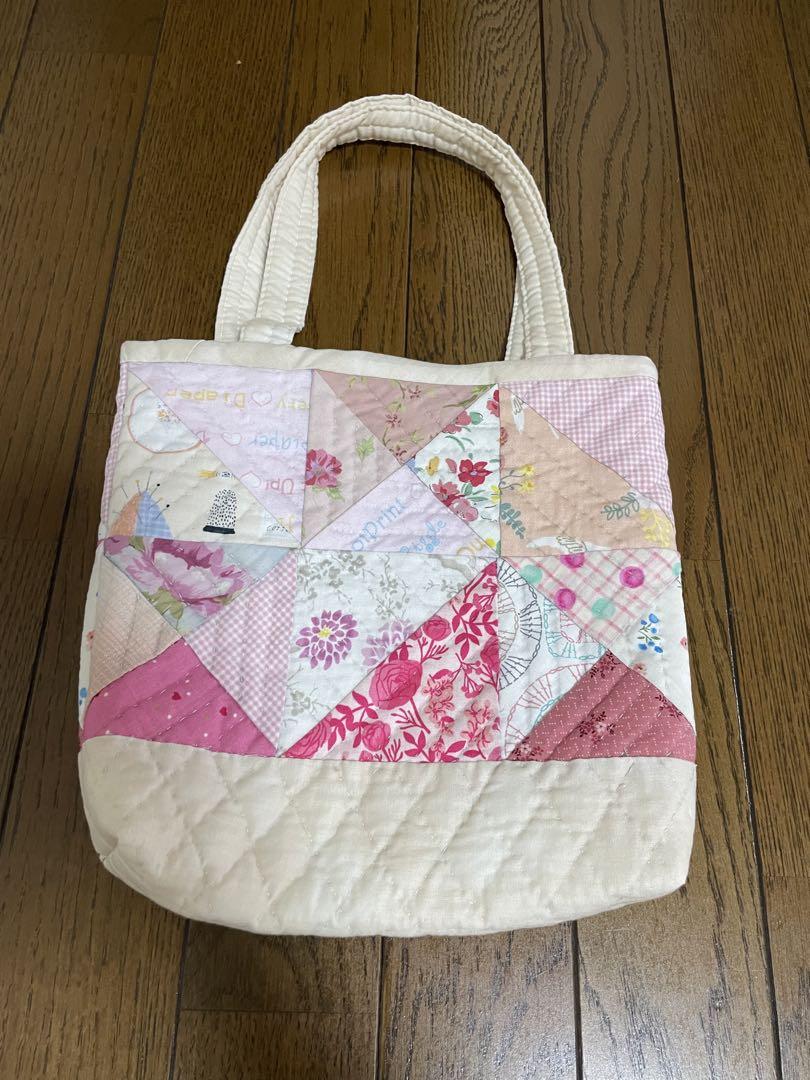 ハンドメイド パッチワーク 手作り バック 手提げ ピンク べっこう