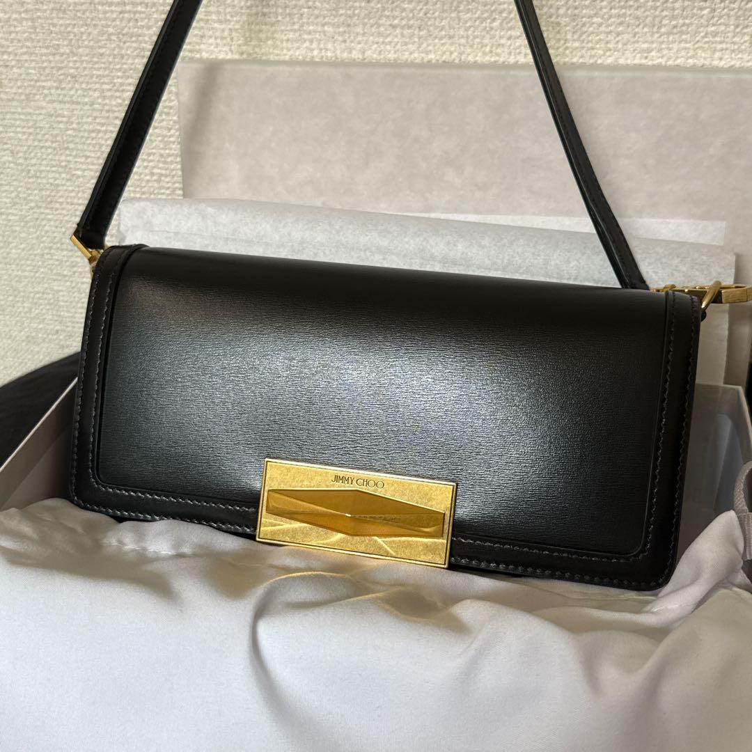 JIMMY CHOO ブラックレザー ショルダーバッグ
