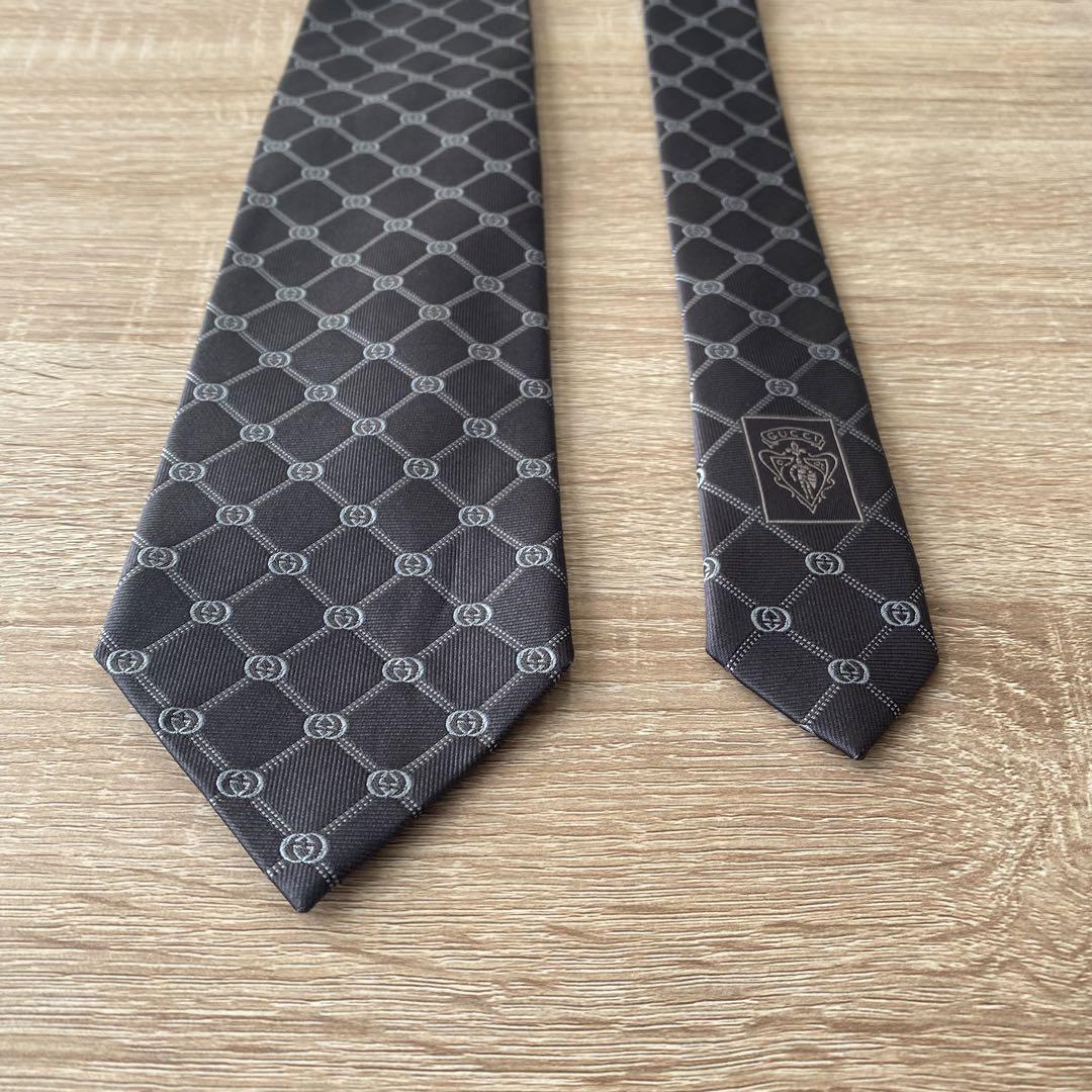 ✨美品✨ GUCCI グッチ　ネクタイ　GG柄　水色　グレー　上品　刺繍　ブルー